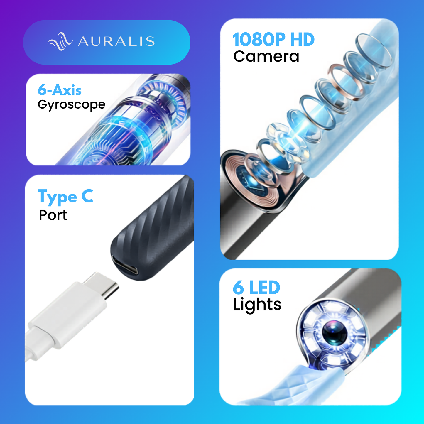 👁️ Visual Ear Wax Remover | Flexible In-Ear Camera Cleaner
