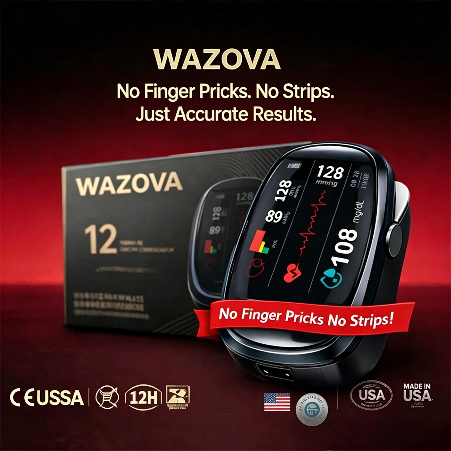 🔥Only 1 Hour Left🏆 WAZOVA™ Smart Non-Invasive Blood Sugar Device 99.9% Accuracy